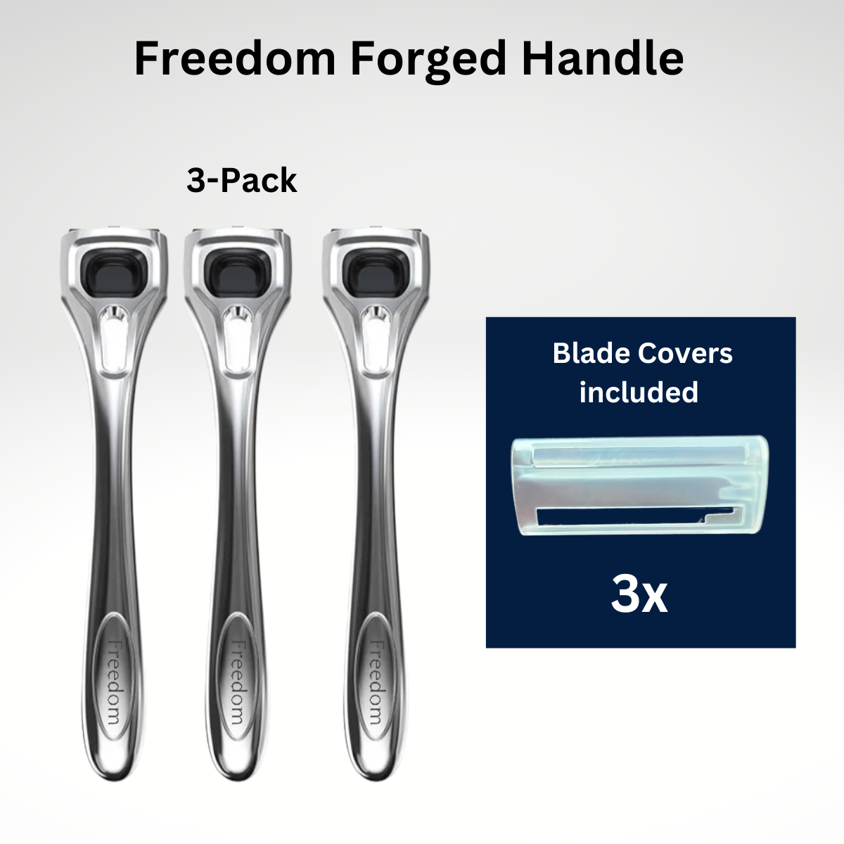Polished Silver Alloy Freedom Forged Razor Handle 3 Pack