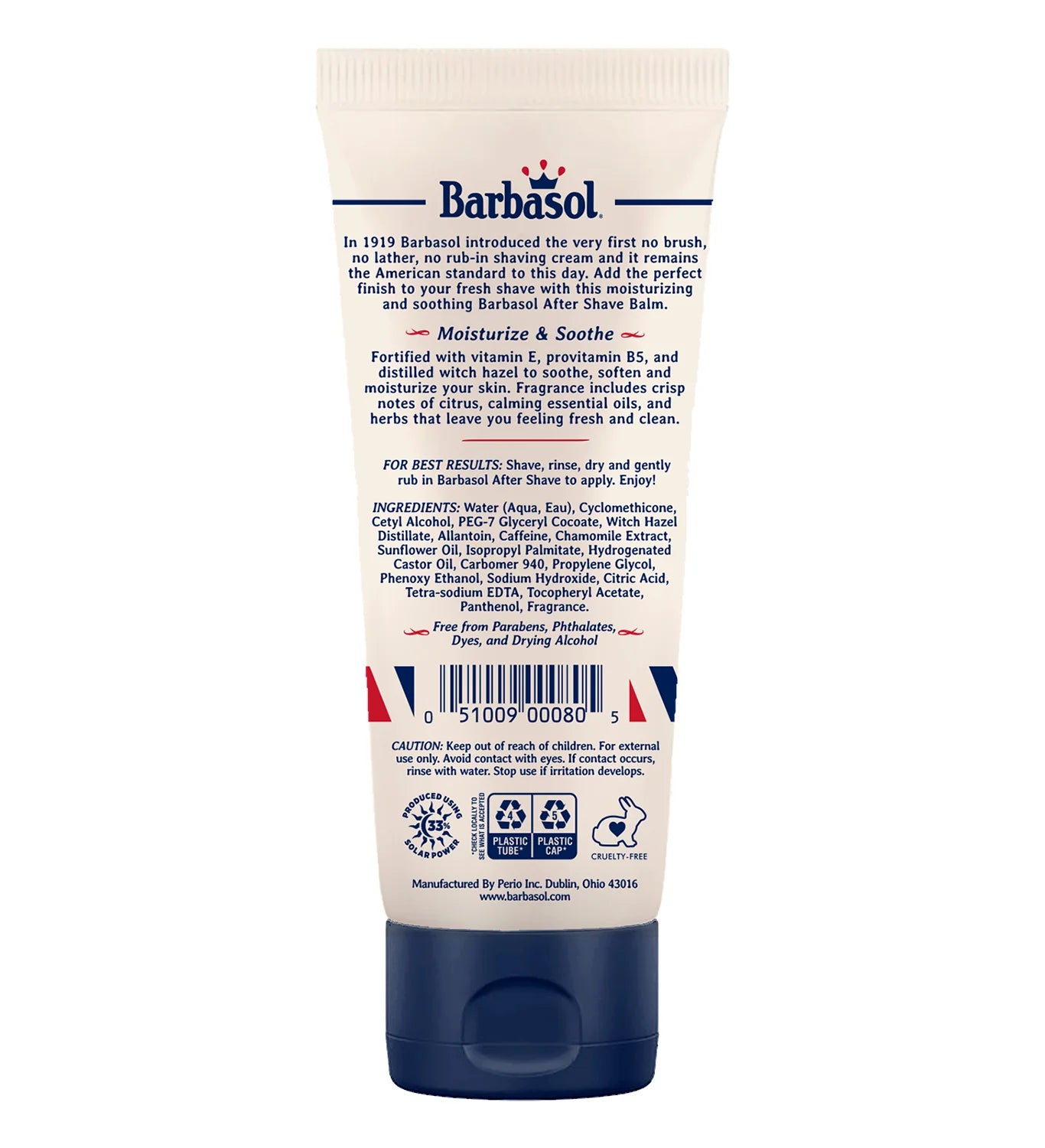 Tube of Barbasol 1919 AfterShave back label