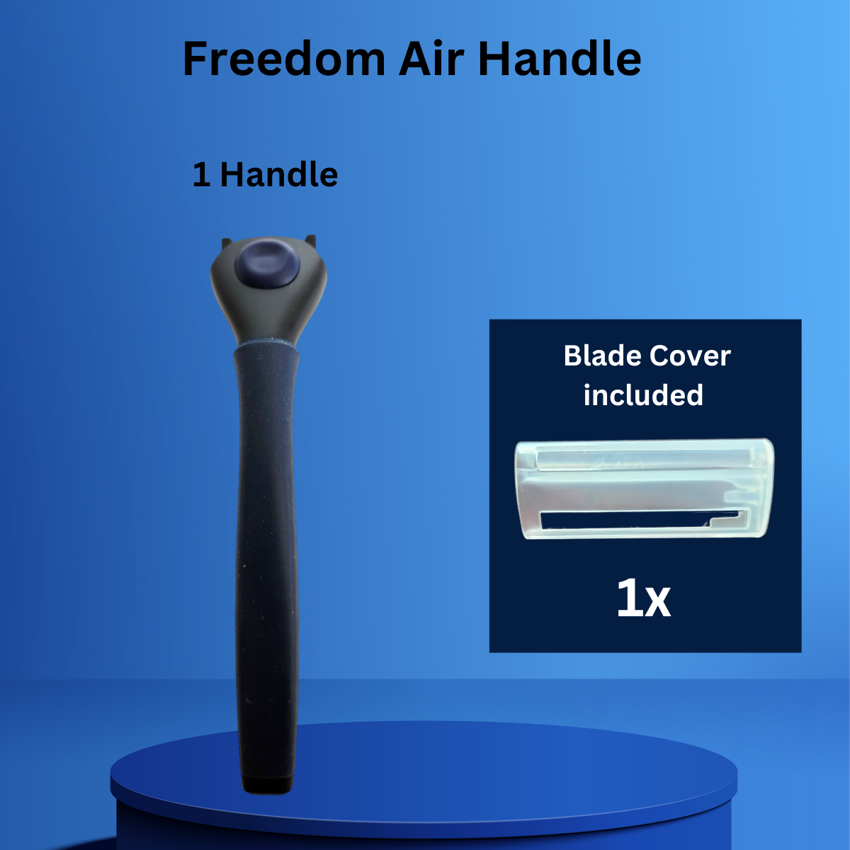Navy Blue Freedom Air Razor Handle 2 Pack ln blue background