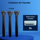 Navy Blue Freedom Air Razor Handle 3 Pack on blue background