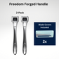 Polished silver alloy Freedom Forged Razor Handle 2 Pack