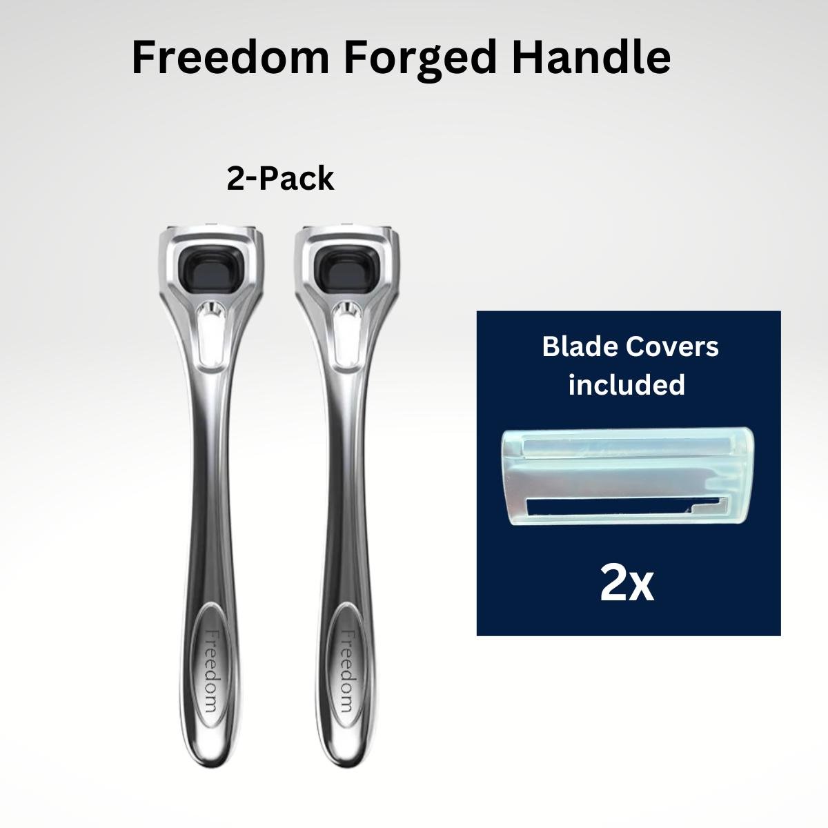 Polished silver alloy Freedom Forged Razor Handle 2 Pack