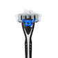 Shaving razor with blue head on a white background