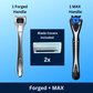 Patriot Shave Handle Variety Pack with two handles and blade covers on a blue background