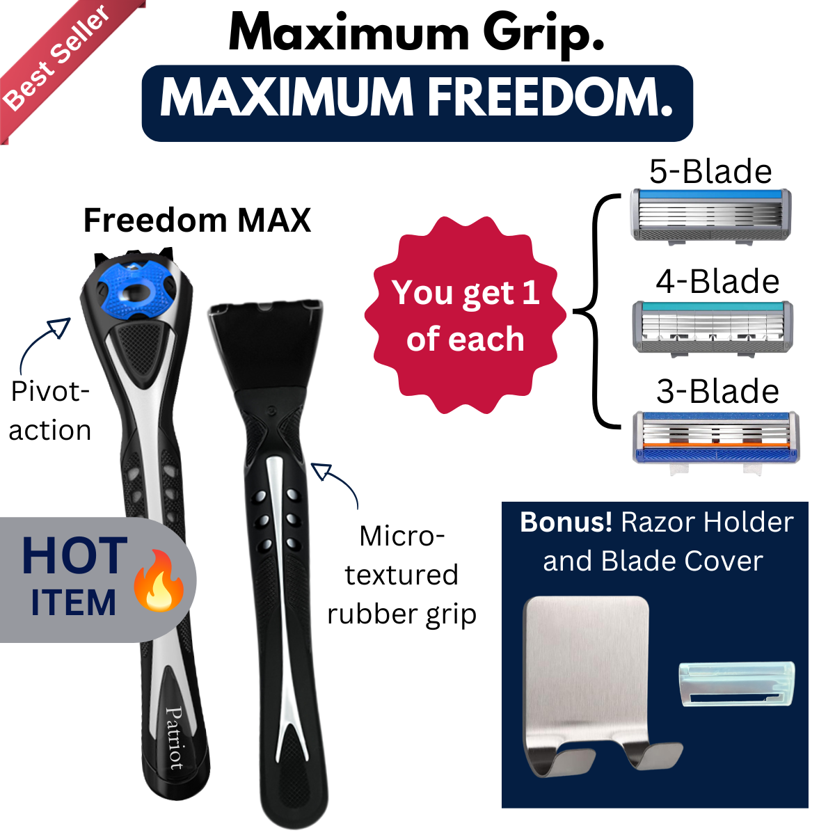 Freedom MAX Discovery Kit with razor and blades on a white background