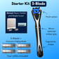 Patriot Shave MAX Razor Starter Kit Bundle with handle, 5 Blade refills and bonus items